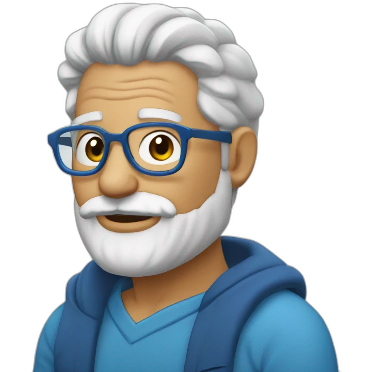 Abuelo lentes azules pelo corto y barba corta emoji
