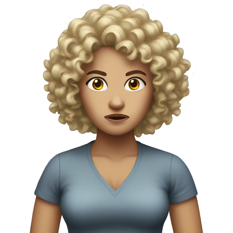 White women curly hair angry emoji