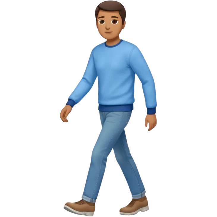 man with blue jean light blue sweater walking emoji