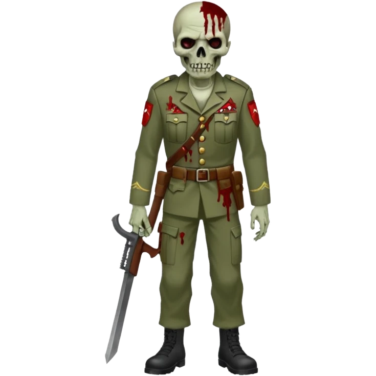 Rotting corpse zombie soldiers, full body, in the style.of your bleeding skull art. emoji