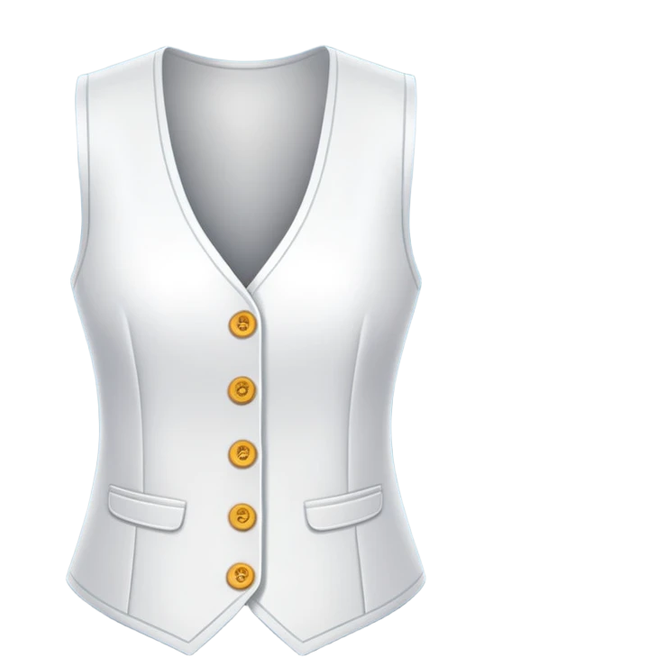 just a white women's vest garment with 3 buttons, no background, no model, only the clothing item emoji