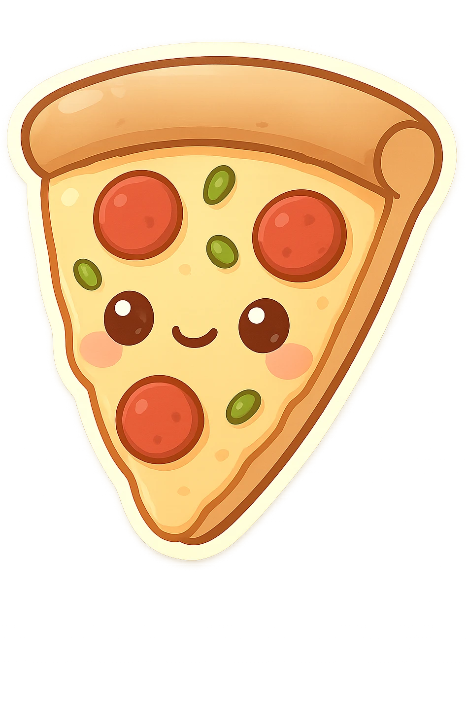 chibi sticker-style slice of pizza, cute and exaggerated emoji