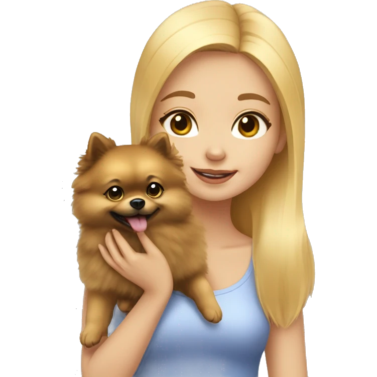 light-skinned-girl-petting-pomeranian emoji