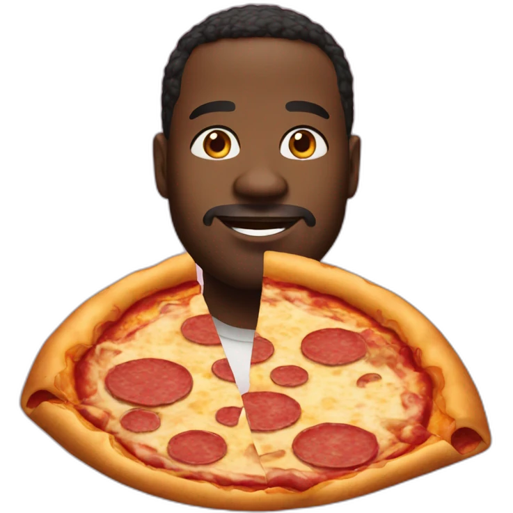 a big black man with a pizza emoji