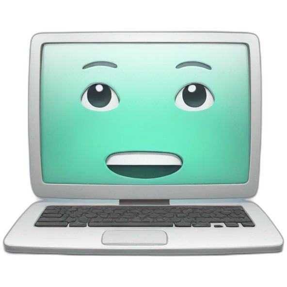 computer with the video call on the screen emoji