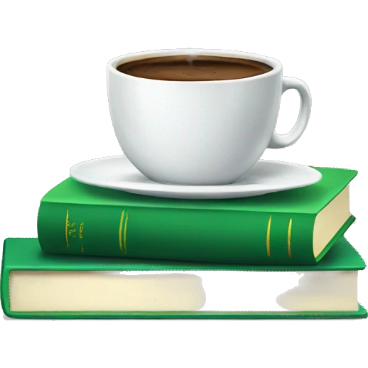 stack of green books with coffee emoji