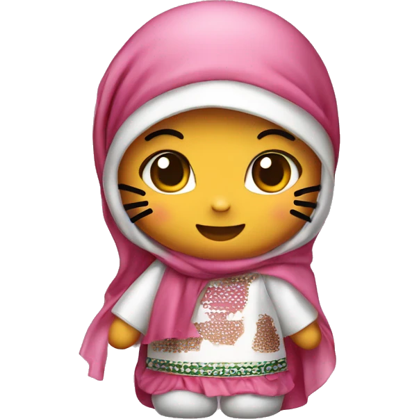 Cute Hello kitty wearing a keffieh emoji