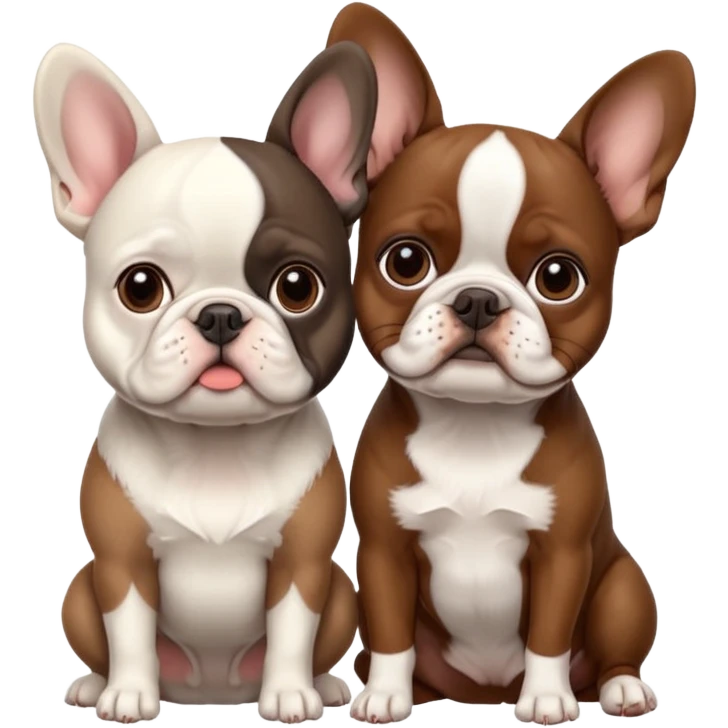 White French bulldog sitting next to brown Boston terrier emoji