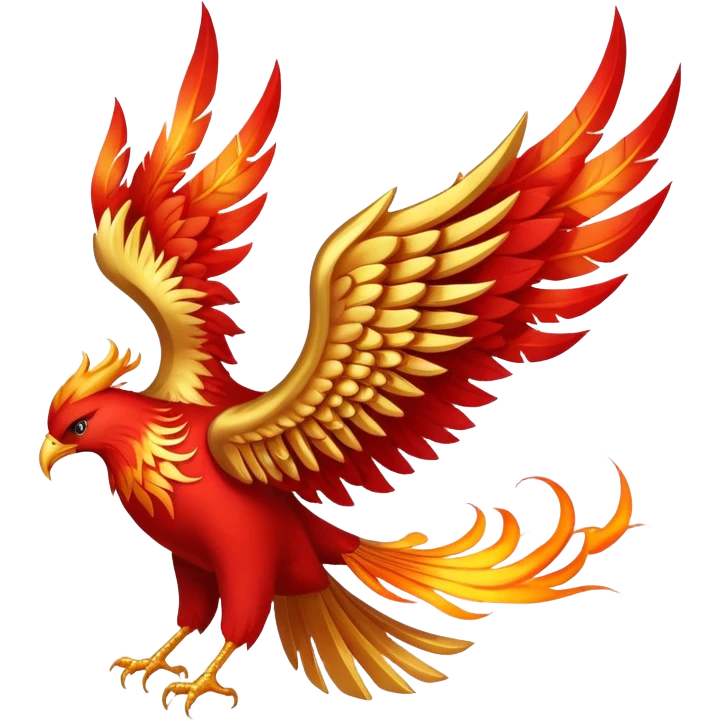 Red and gold rising phoenix, rebellion symbol from Morning Star emoji