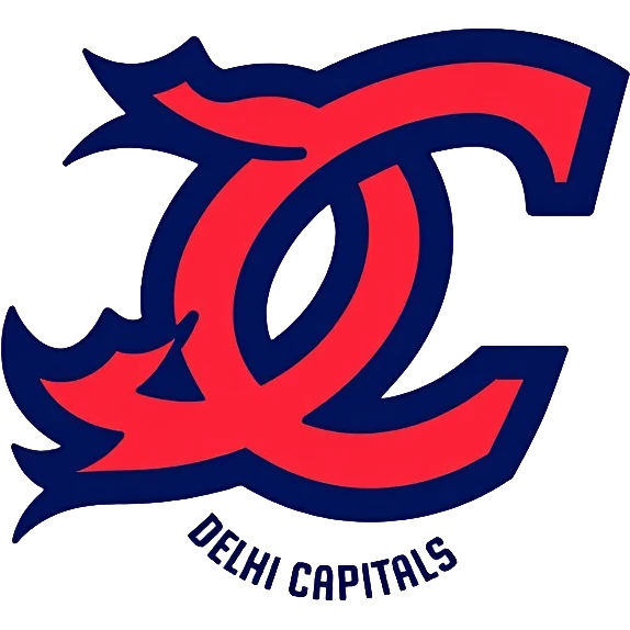 Delhi Capitals cricket team logo, blue and red colors with DC letters, professional sports emblem emoji
