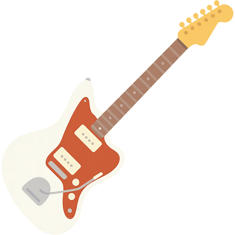 Olympic White Fender Jazzmaster guitar with classic tremolo bar emoji