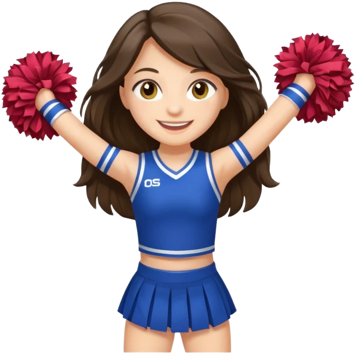 happy long haired brunette girl hazel eyes full body cheerleader emoji