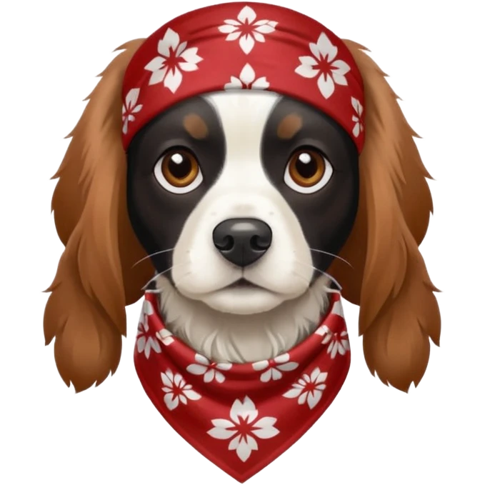Собака породы черно-белый русский кокер спаниель в бандане Grow Street emoji