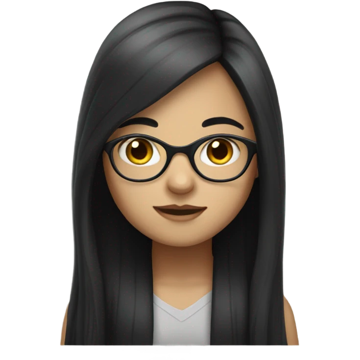long haired white girl with glasses and black hair emoji