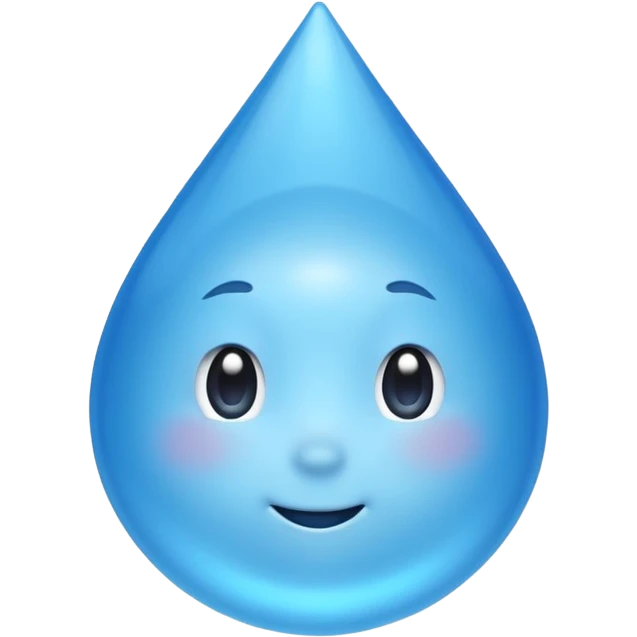 A single water droplet emoji, glossy and smooth, cartoonish, vibrant blue color, high detail, simple and cute design, without facial features, isolated on white background, centered compositio

 emoji