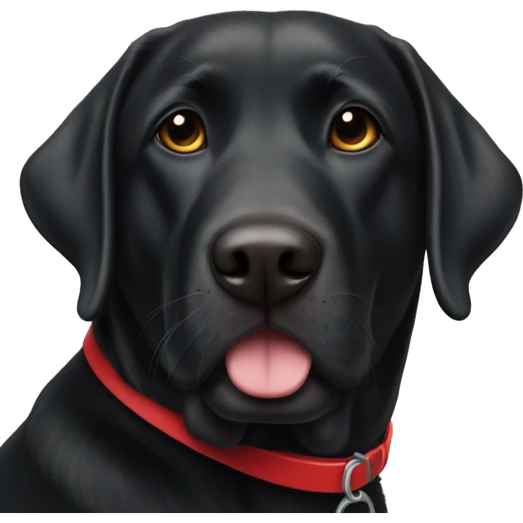 a black lab, with a red collar on, and a santa hat emoji