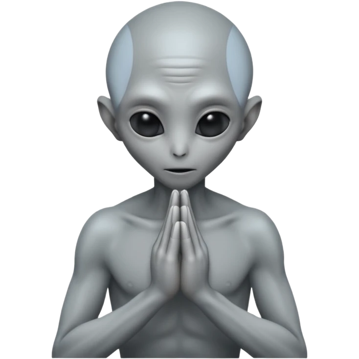 fullbody gray alien PRAYING HANDS BACKVIEW emoji