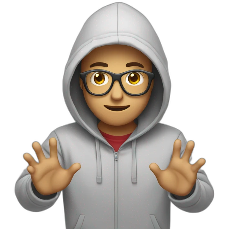 emoji  programmer with 6 hands in hoodie emoji