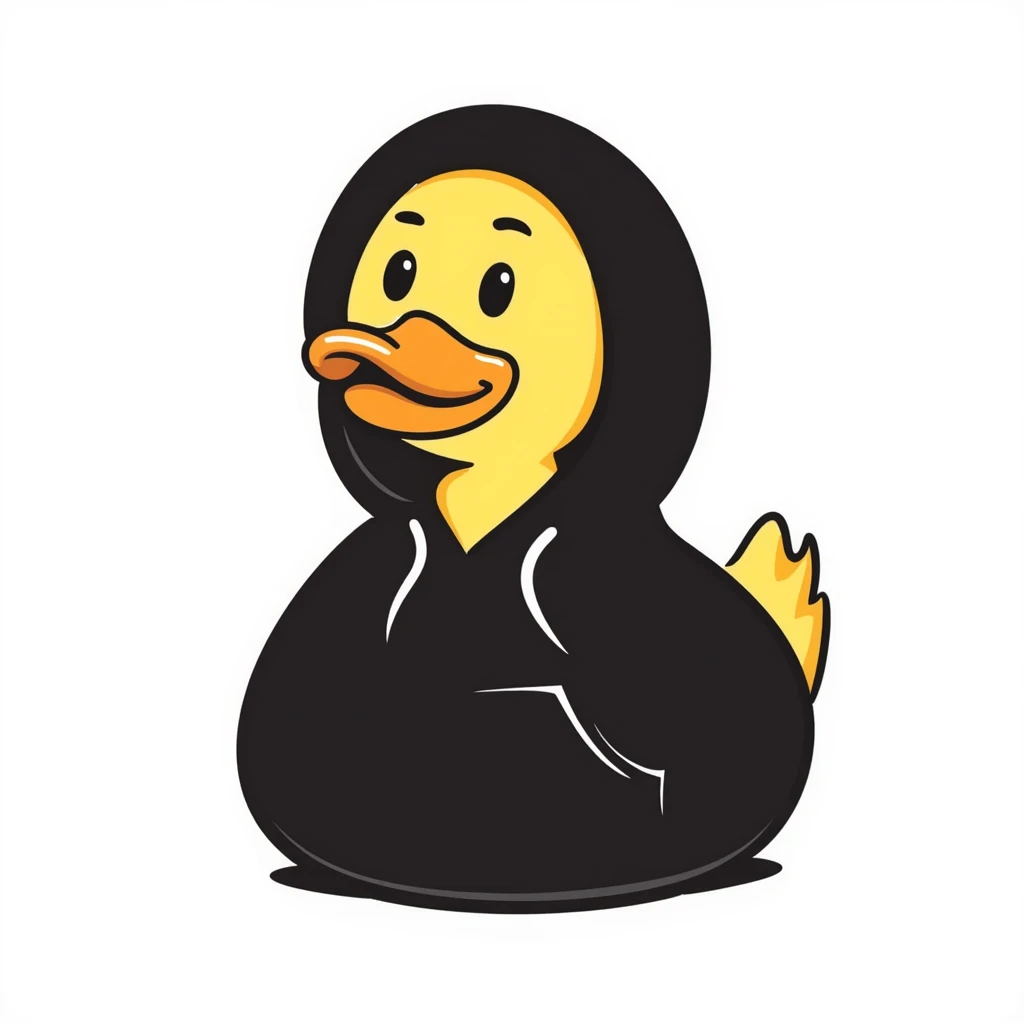 Hand-drawn rubber duck wearing a cozy hoodie emoji