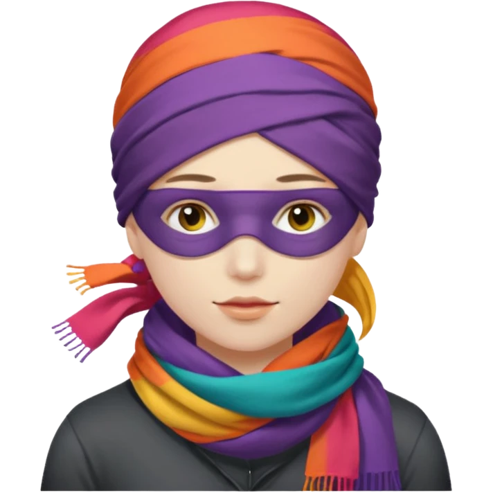 Blindfold person with different colors of hair. No trusting games with people blindfolded behind steering wheel emoji