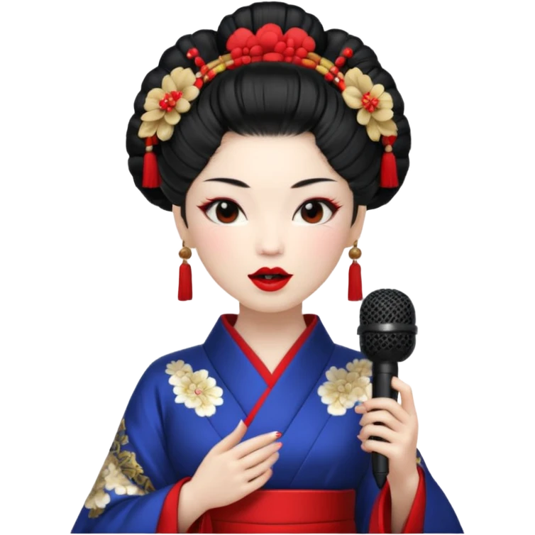 geisha singing with micro emoji