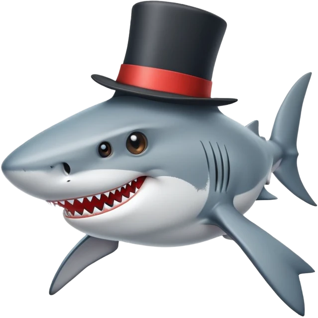 Shark with a top hat emoji