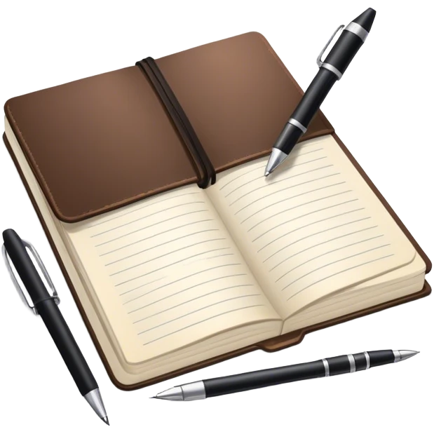 A notebook, pen, and study essentials neatly arranged emoji