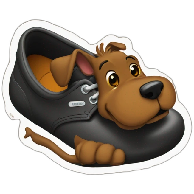 black scooby doo inside of a shoe emoji