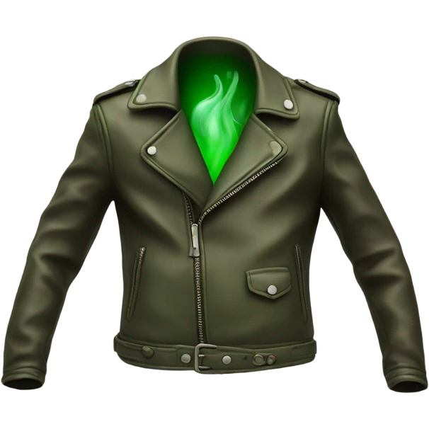 Bad smelling leather jacket with green bad smell coming off emoji