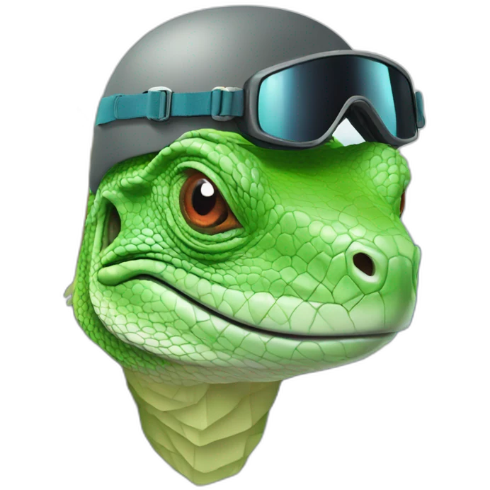 Snowboarding iguana emoji