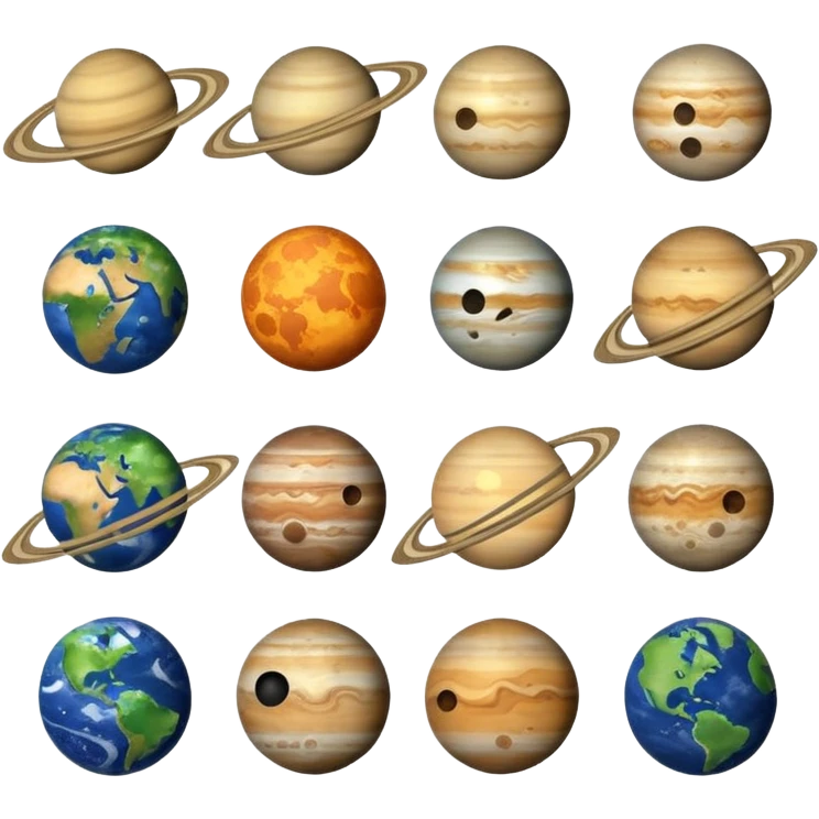 12 planets emojis I need a line for each planet :mercury Venus  emoji