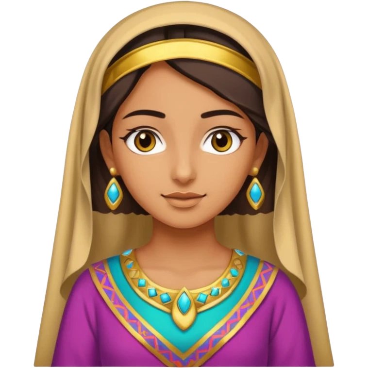 Chica árabe con túnica de colores y dorado emoji