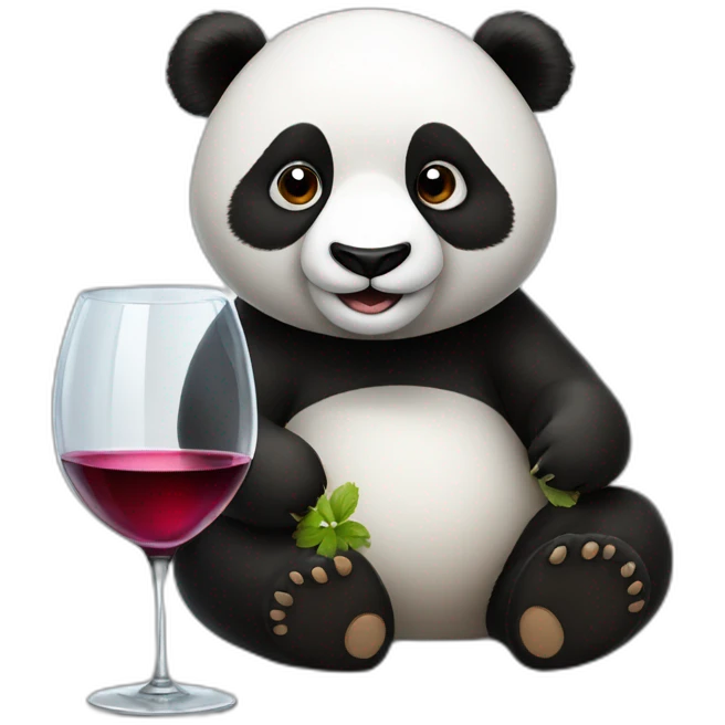 panda with a glass of wine emoji