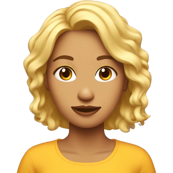 chica rubia pelo medio ondulado emoji
