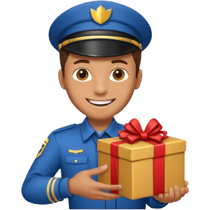 man courier holding gift box emoji
