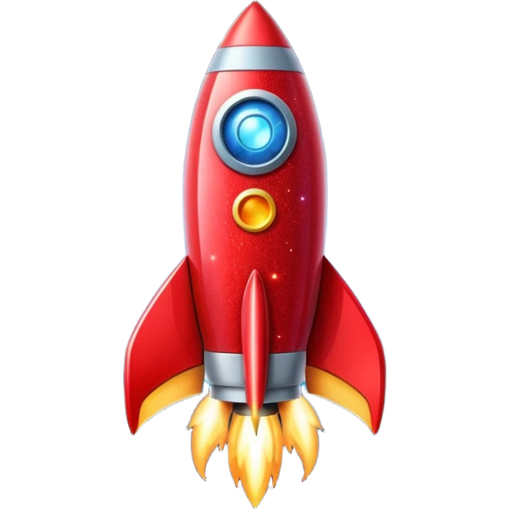 red glitter rocket  emoji