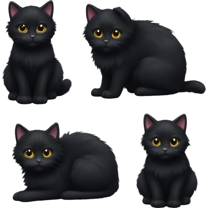 A fluffy black cat emoji