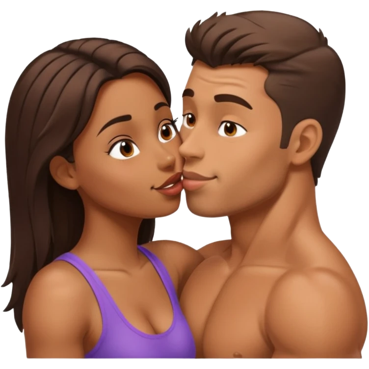 White buff man Kissing brown girl emoji