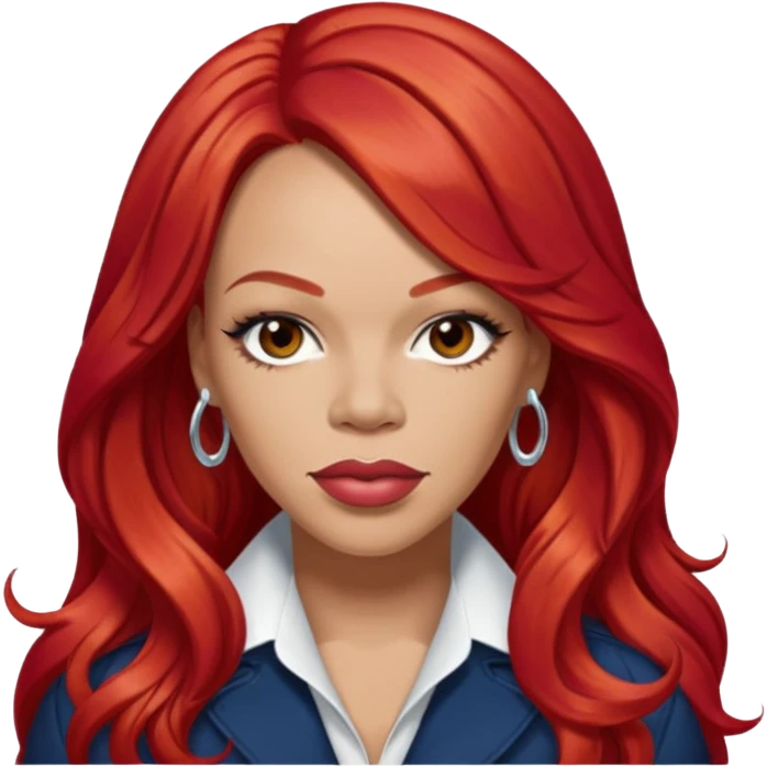 Faith Evans with long red hair emoji