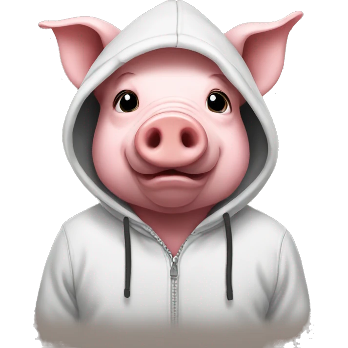 Pig wearing hoodie emoji