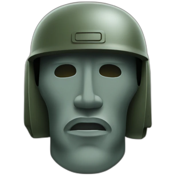 Moai avec un casque militaire emoji