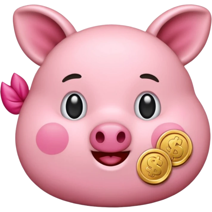 emoji de cochinito mientras se le cae las monedas emoji
