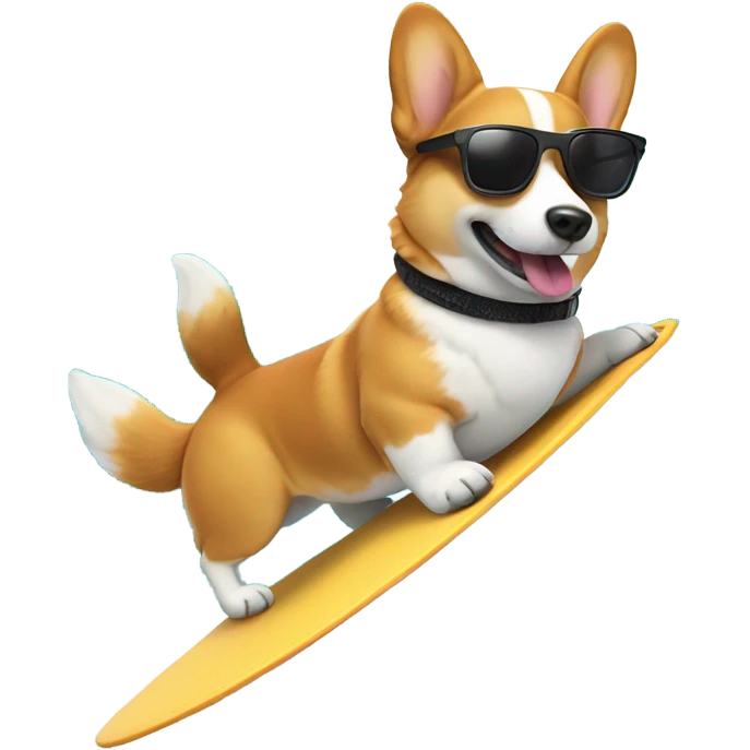 Corgi wearing sunglasses surfing on a wave  emoji