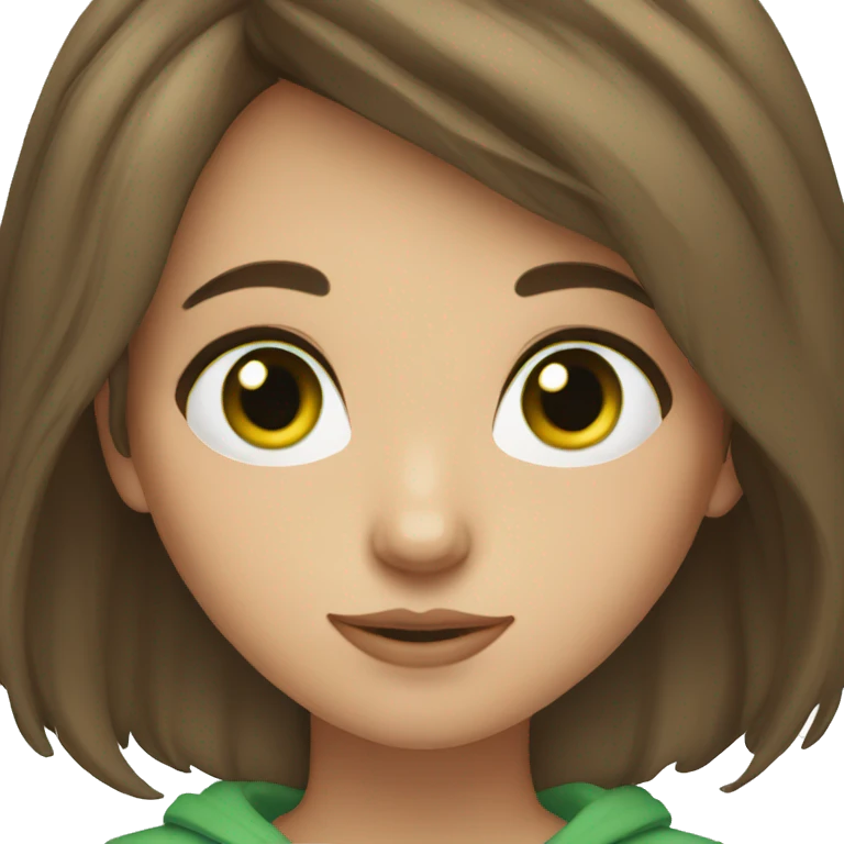 Brown hair girl green eyes emoji
