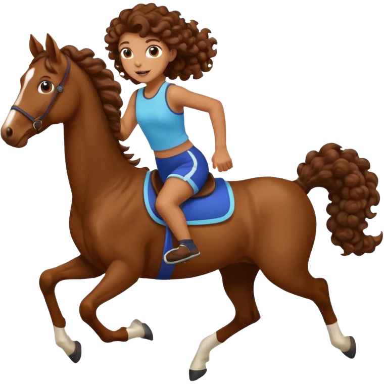  curly tailhorse brown hair girl running emoji