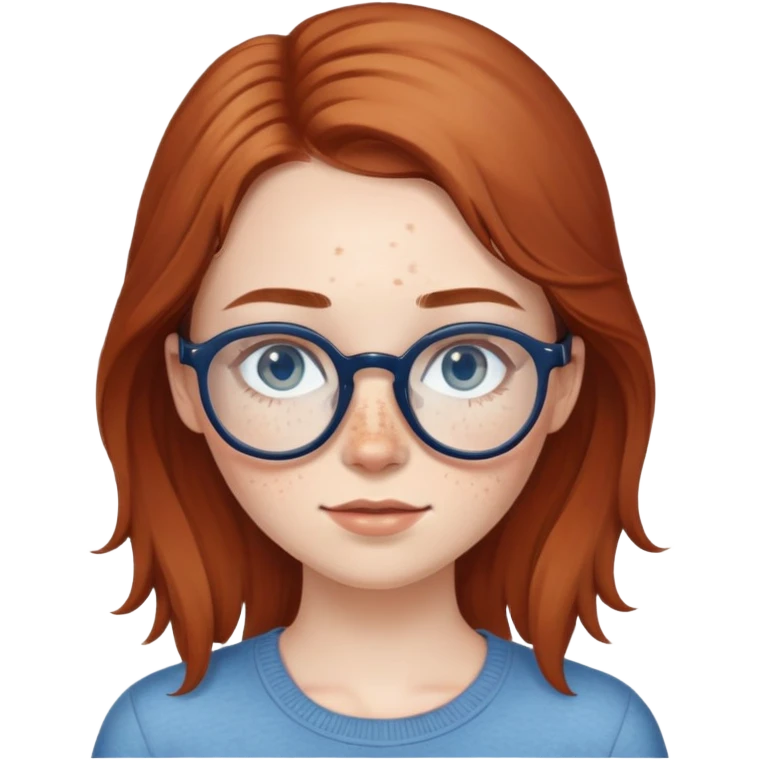 Brunette girl, with brown round glasses, and freckles and pale man with dirty blonde hair, freckles, blue eyes, and red beard. emoji