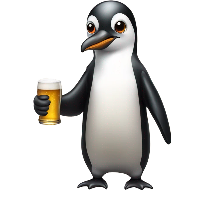 penguin holding a beer emoji