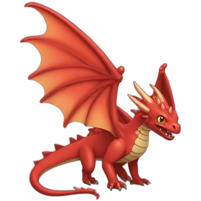 red Drangon with wings in the style of pokemon emoji