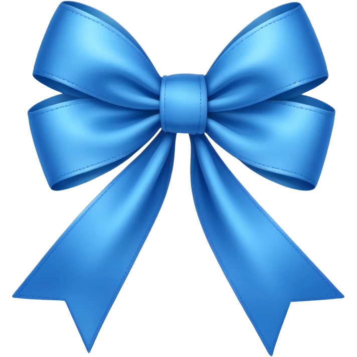 blue ribbon tied in a bow, apple emoji style emoji