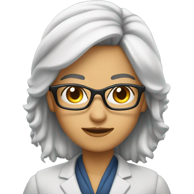 Profesora media melena con gafas emoji